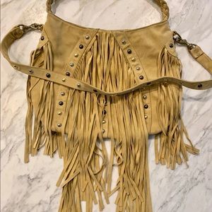 JJ Winters Chase Fringe Tan Suede Crossbody